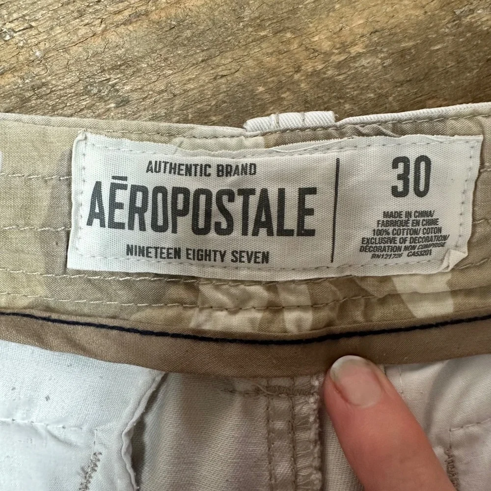 Aeropostale Mens Cargo Shorts Khaki‎ Tan Cotton Size 30